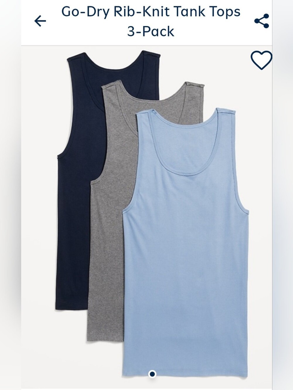 Old Navy Ribbed Tank Tops 3-Pack - Navy, Gray, Light Blue